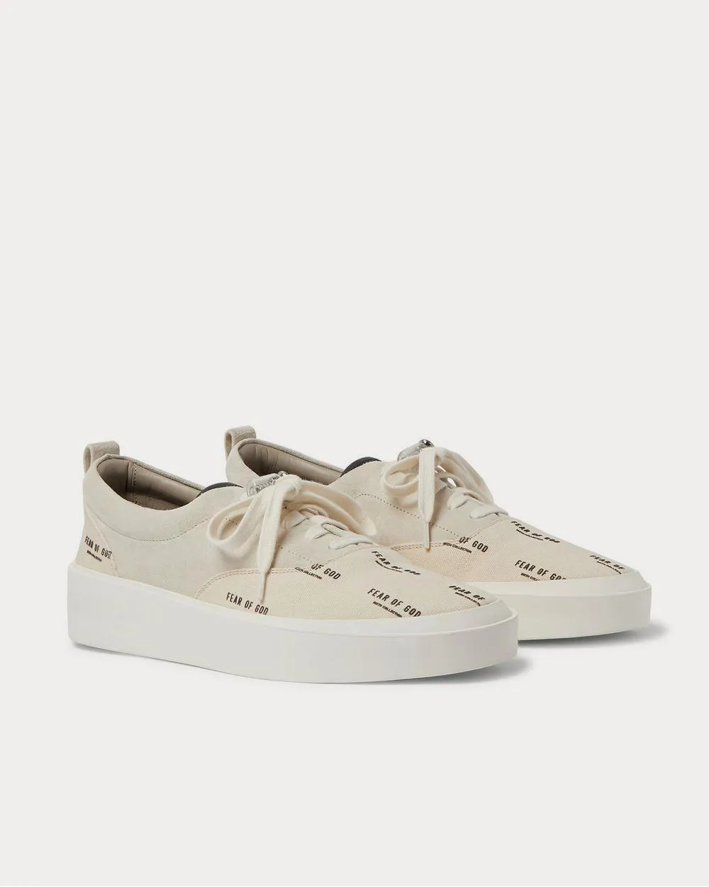 101 Leather-Trimmed Suede and Logo-Print Canvas  Cream low top sneakers