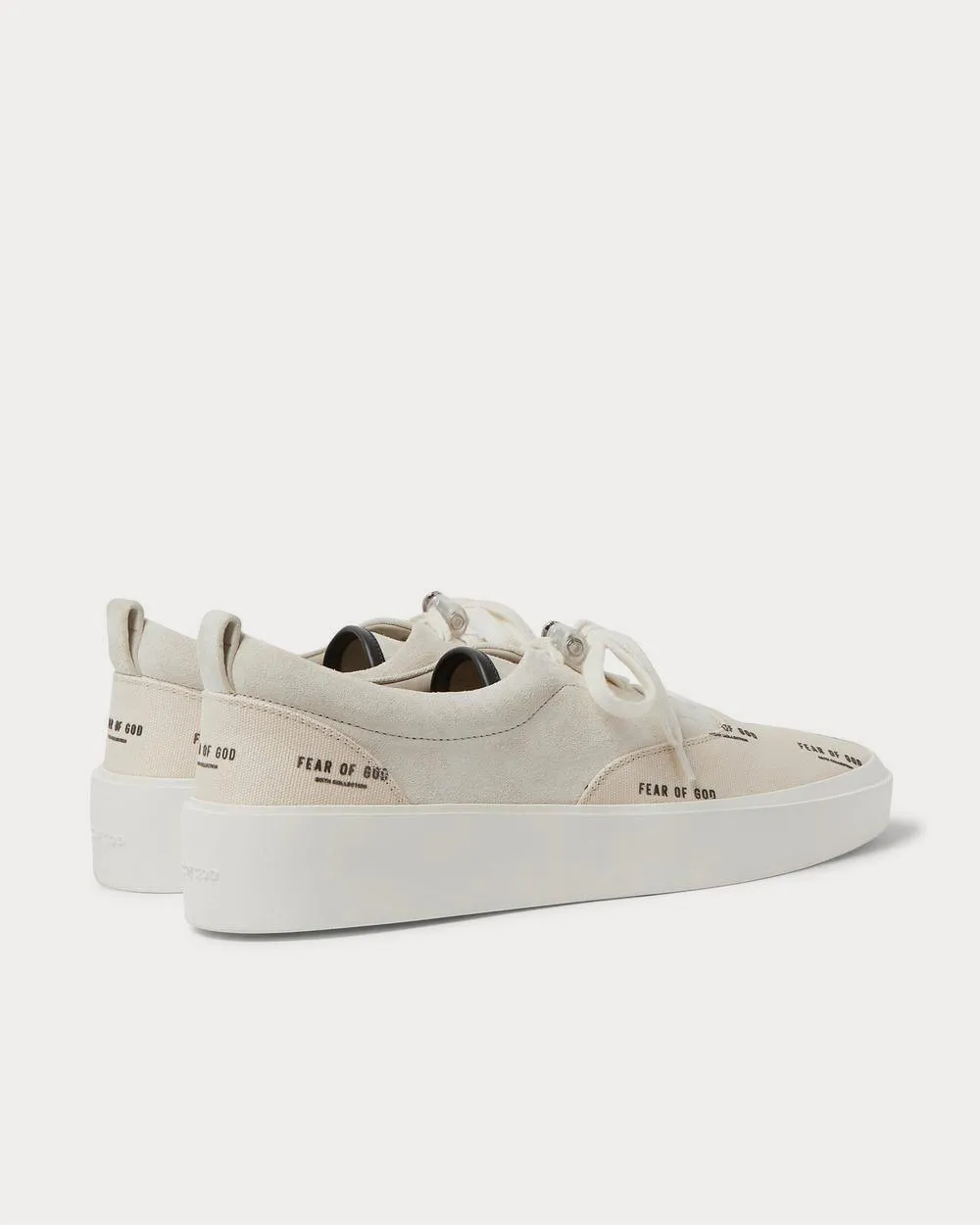 101 Leather-Trimmed Suede and Logo-Print Canvas  Cream low top sneakers