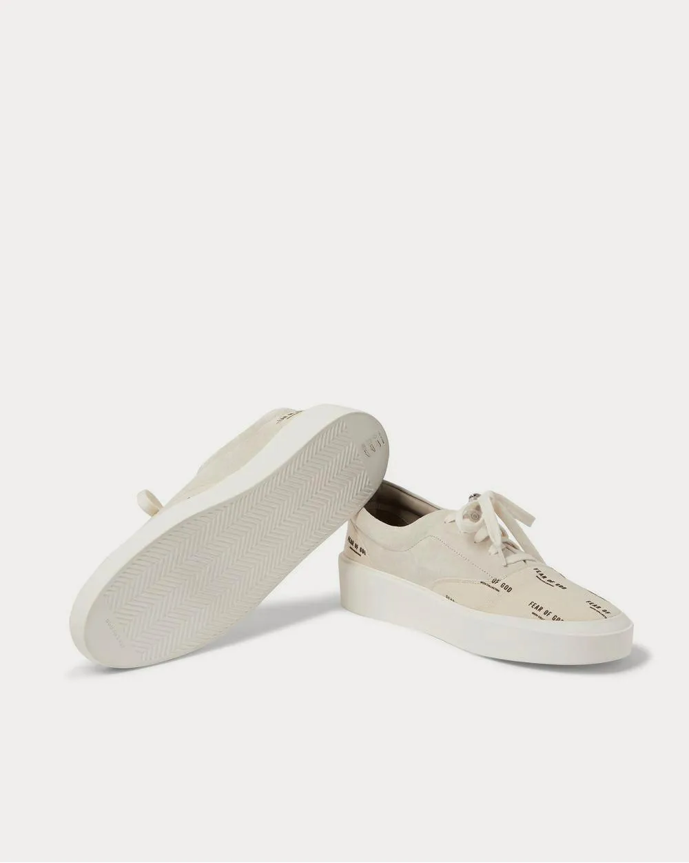 101 Leather-Trimmed Suede and Logo-Print Canvas  Cream low top sneakers