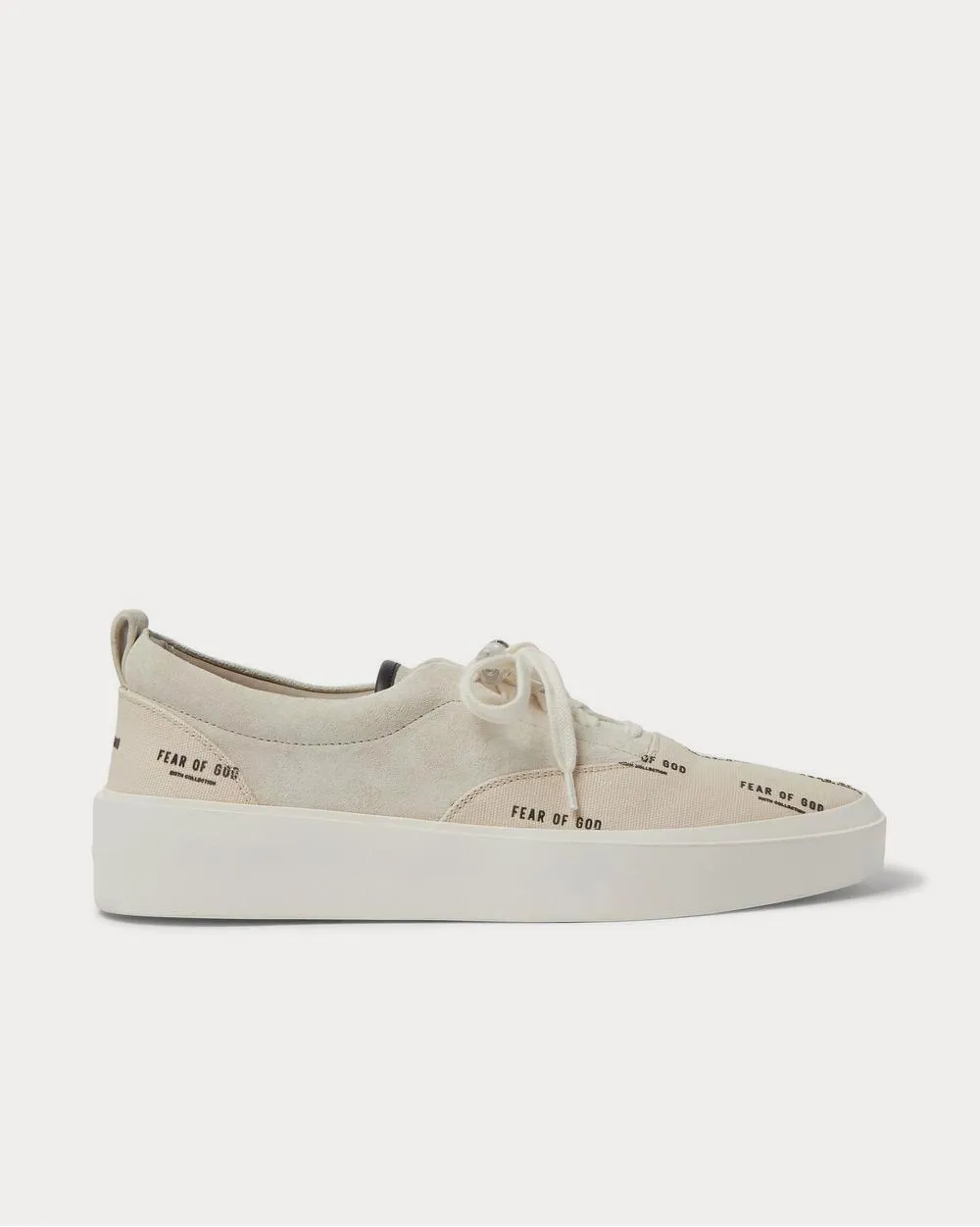 101 Leather-Trimmed Suede and Logo-Print Canvas  Cream low top sneakers