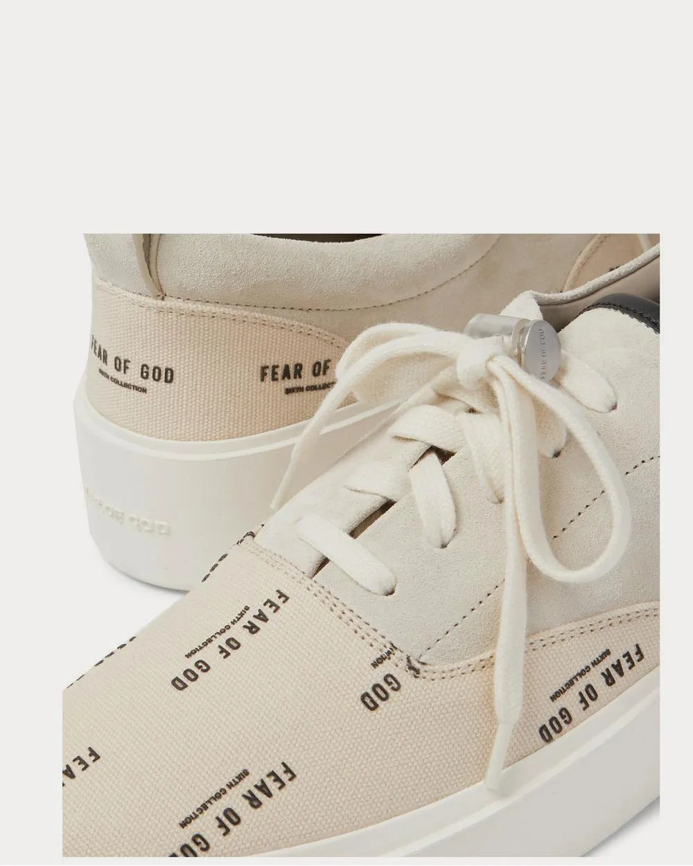 101 Leather-Trimmed Suede and Logo-Print Canvas  Cream low top sneakers