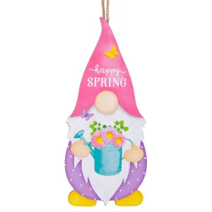 13" Spring Watering Can Gnome Shape Sign