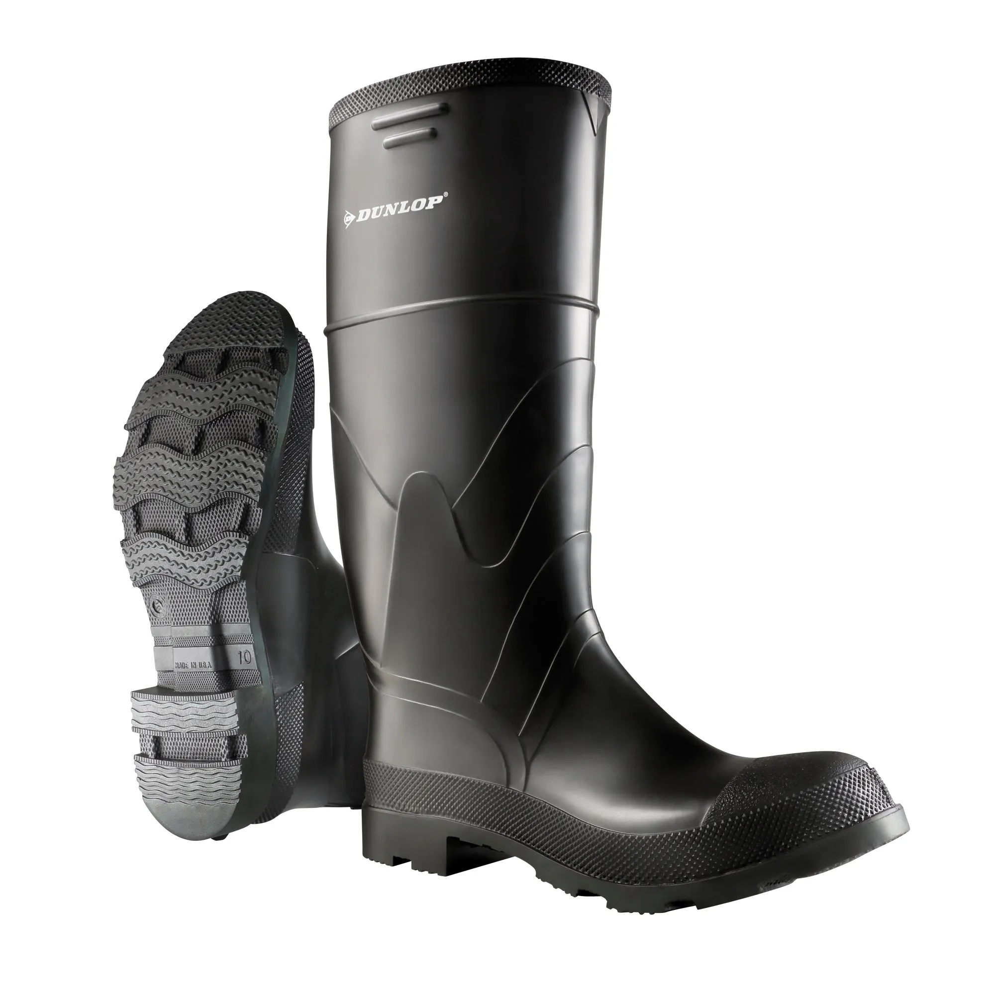 16" Economy Boots, PVC, Steel Toe, Size 9, Puncture Resistant Sole