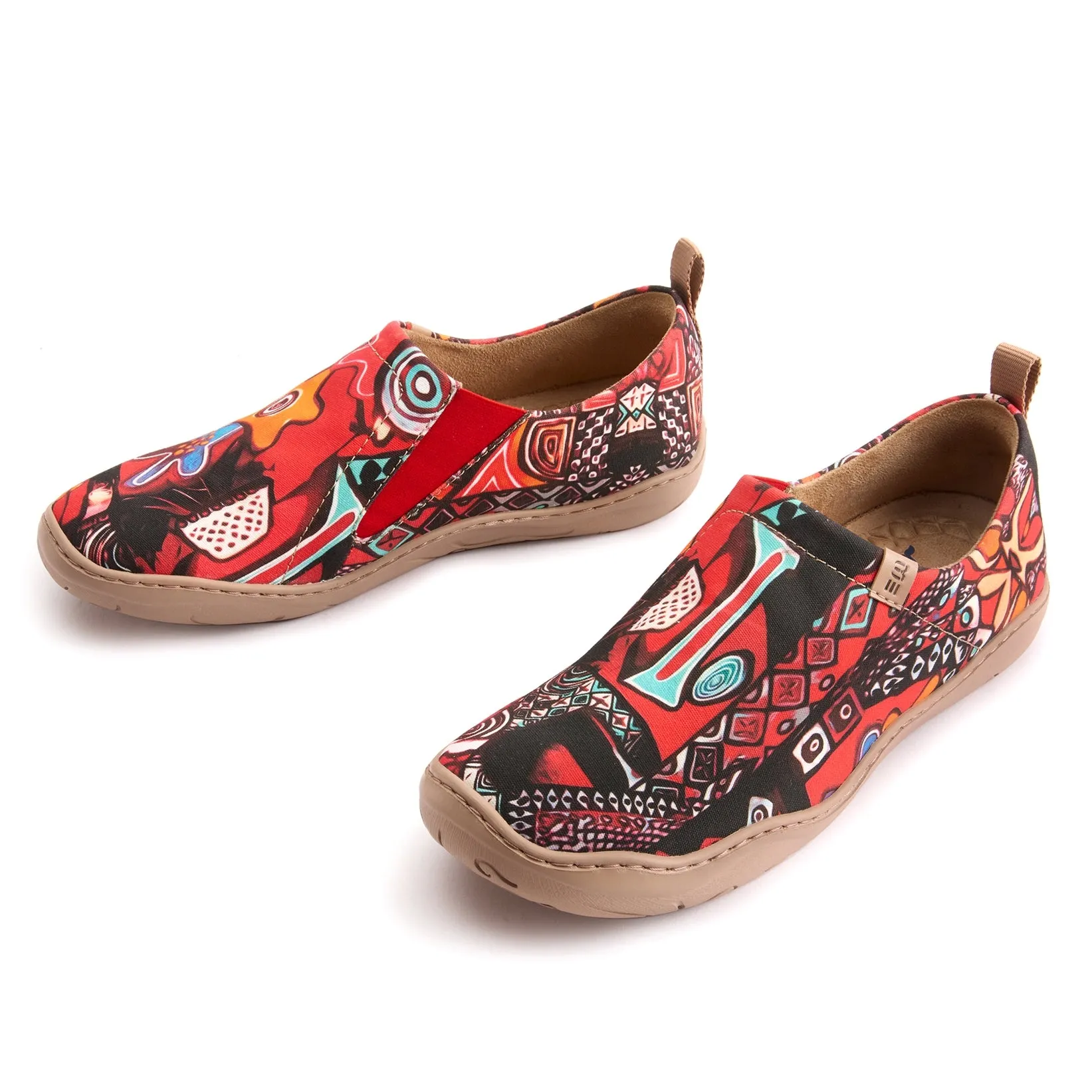 Abstract Artistry Statement Women's Slip-On Shoes, 100% Cotton, Painted Canvas Sneakers