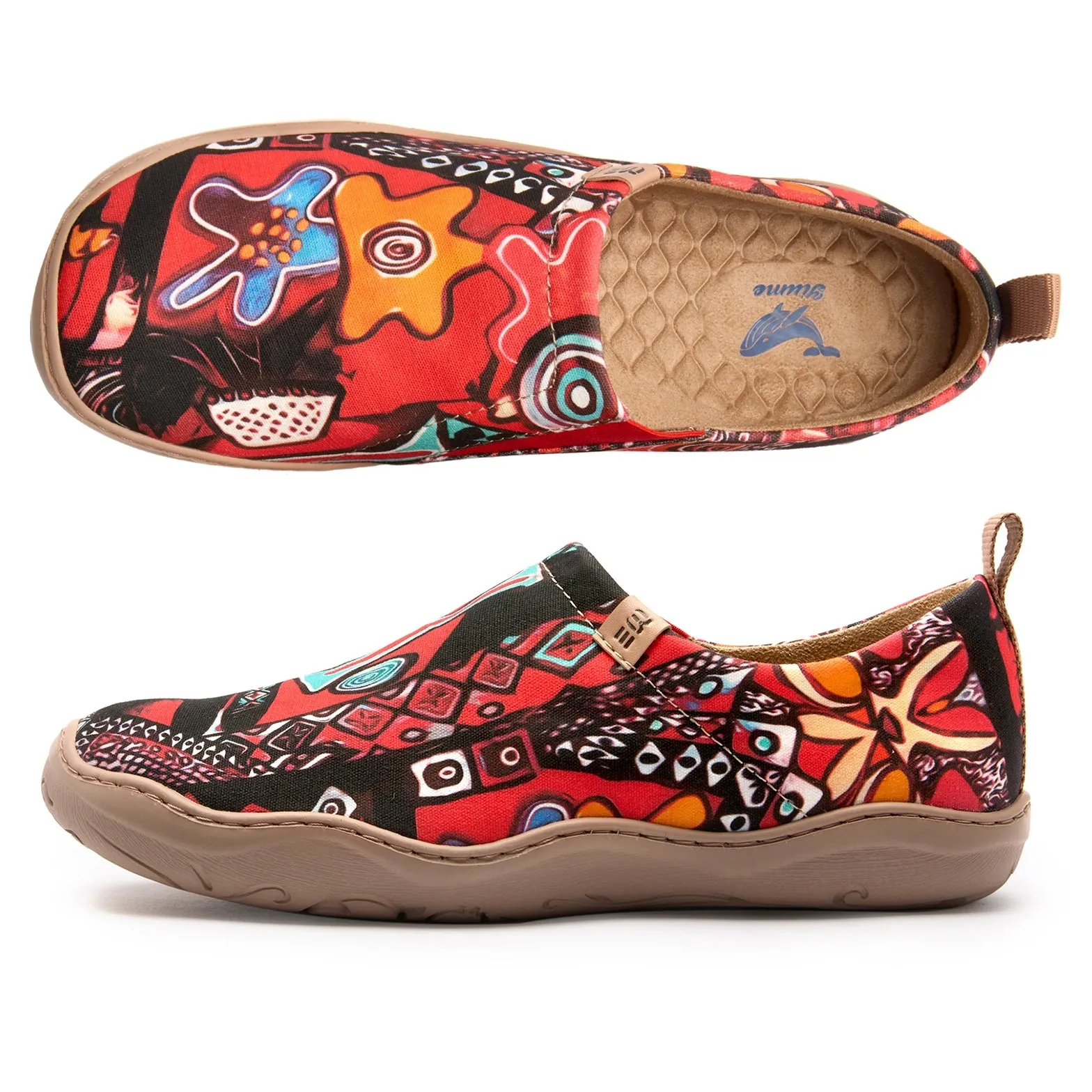 Abstract Artistry Statement Women's Slip-On Shoes, 100% Cotton, Painted Canvas Sneakers