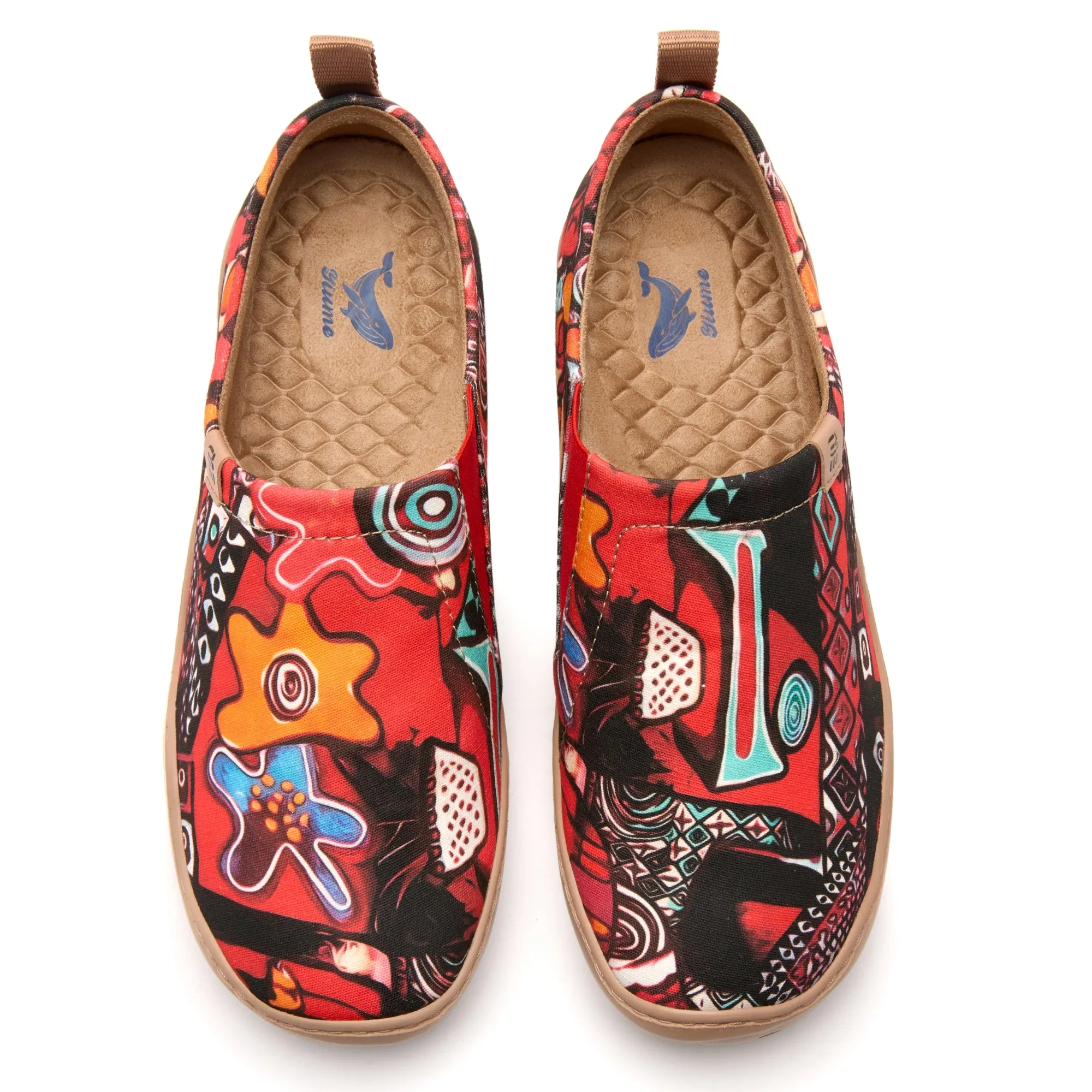 Abstract Artistry Statement Women's Slip-On Shoes, 100% Cotton, Painted Canvas Sneakers