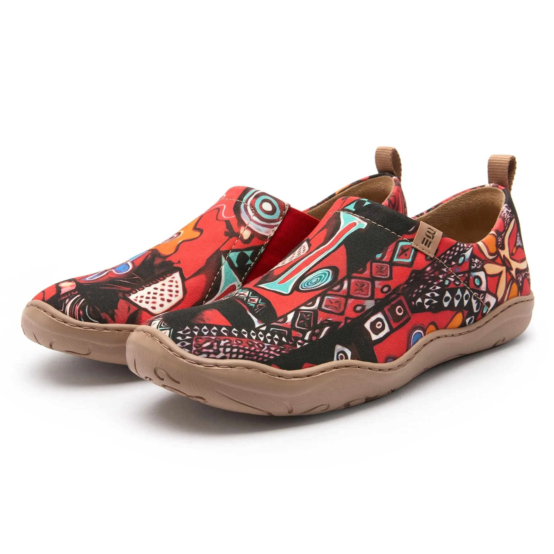 Abstract Artistry Statement Women's Slip-On Shoes, 100% Cotton, Painted Canvas Sneakers