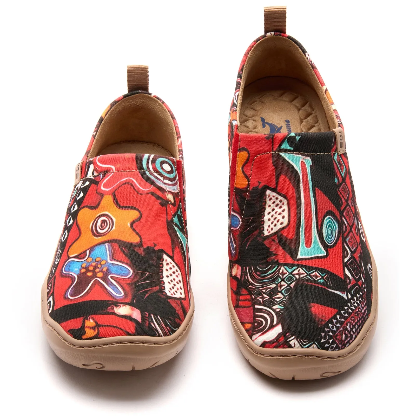 Abstract Artistry Statement Women's Slip-On Shoes, 100% Cotton, Painted Canvas Sneakers