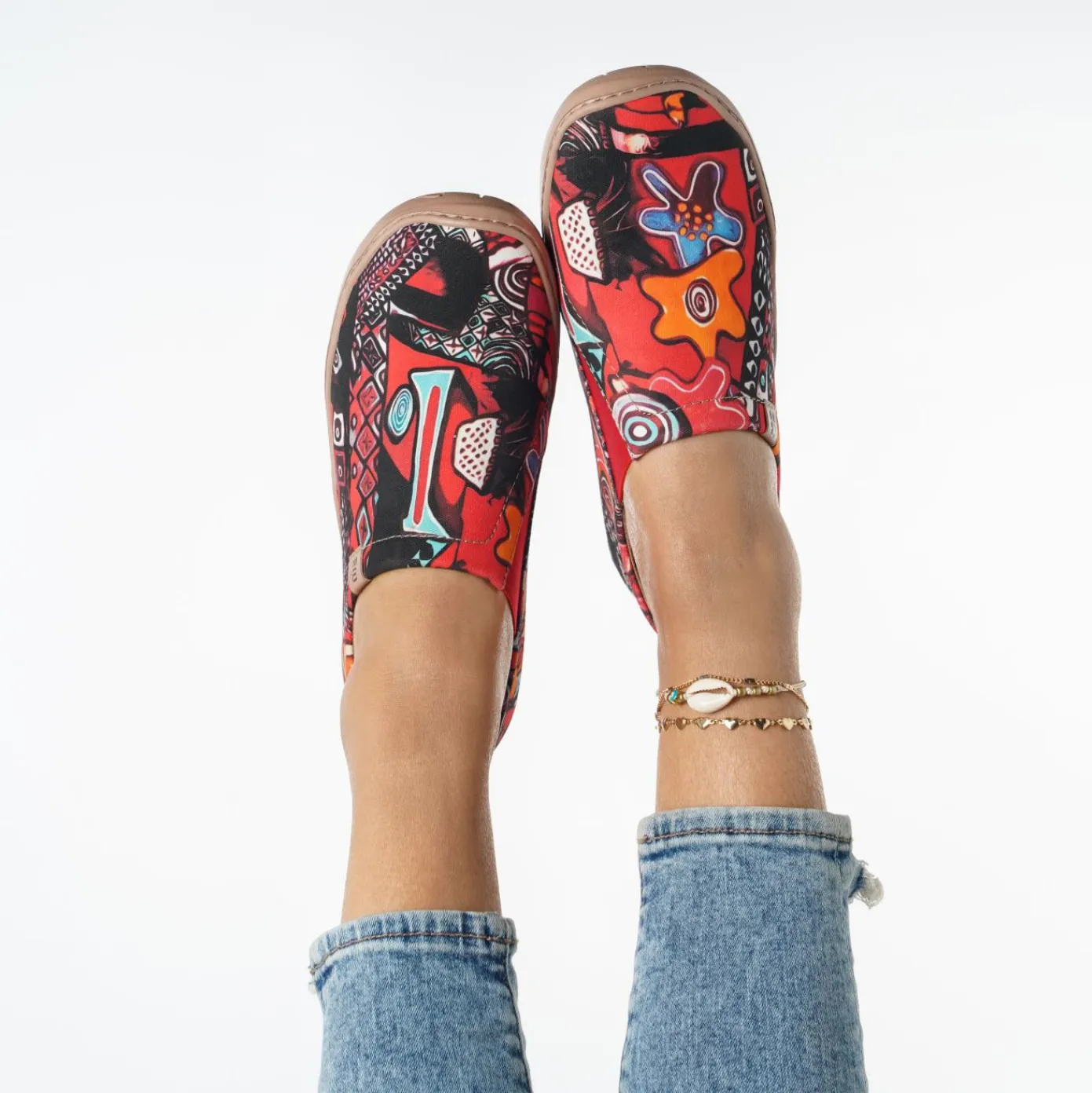 Abstract Artistry Statement Women's Slip-On Shoes, 100% Cotton, Painted Canvas Sneakers