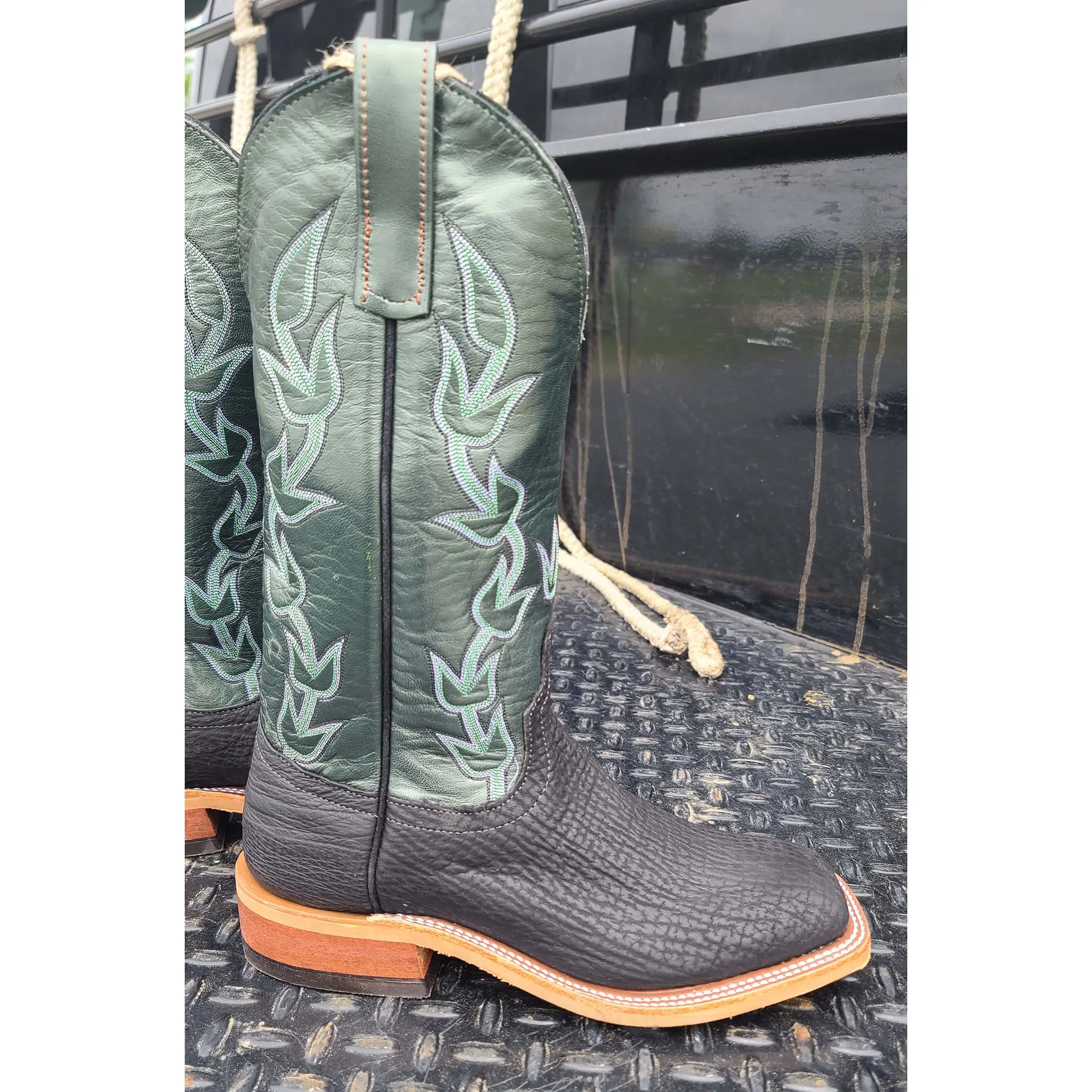 Anderson Bean Men's Black & Green Oiled Shark Boots
