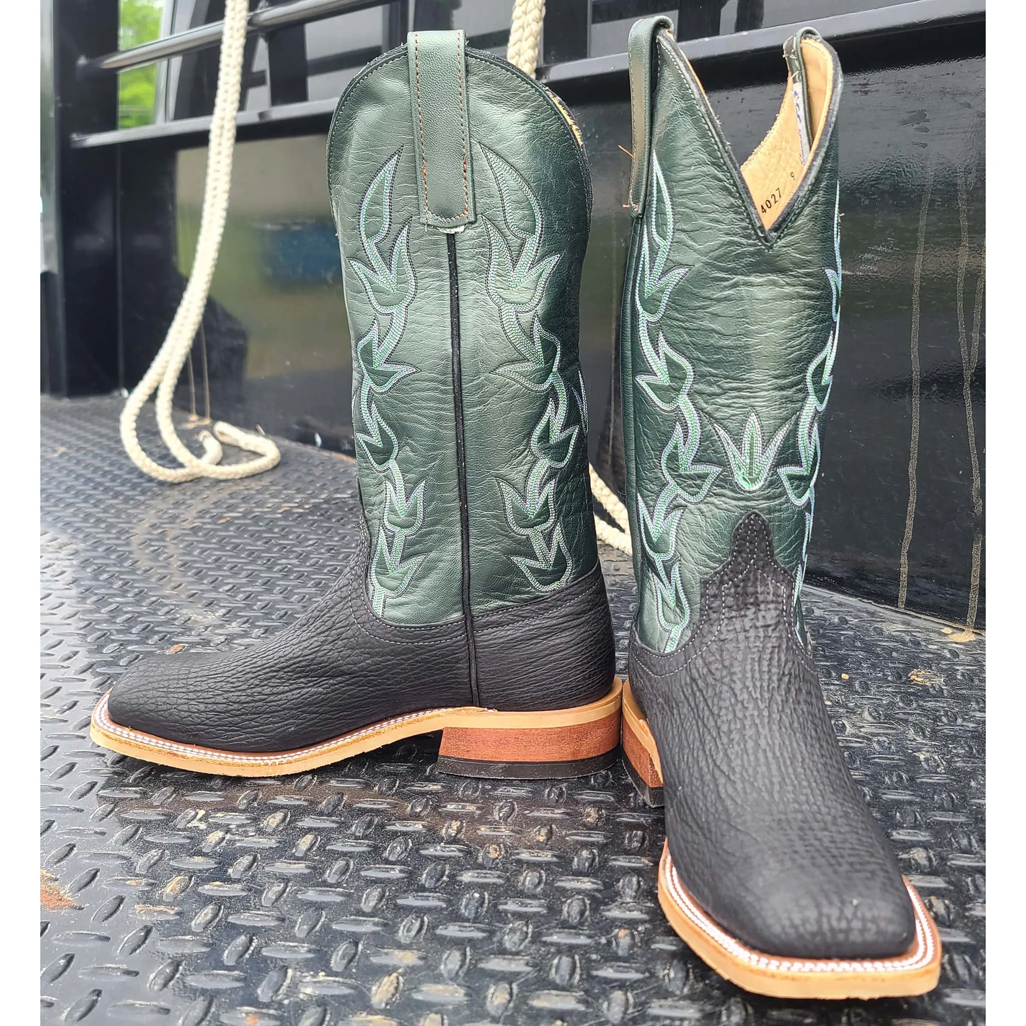 Anderson Bean Men's Black & Green Oiled Shark Boots
