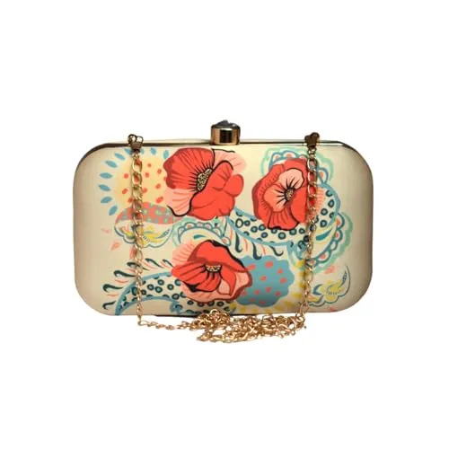 Artklim Red Floral Printed Clutch