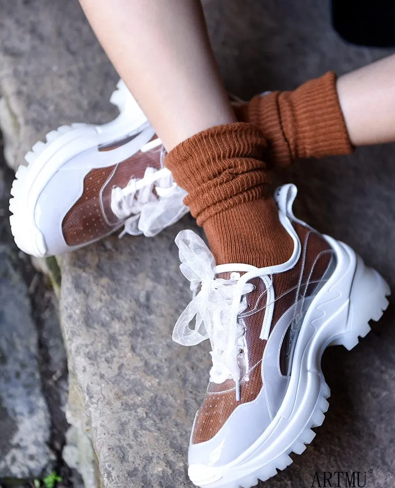 ARTMU CLEAR CHUNKY TRAINERS IN WHITE