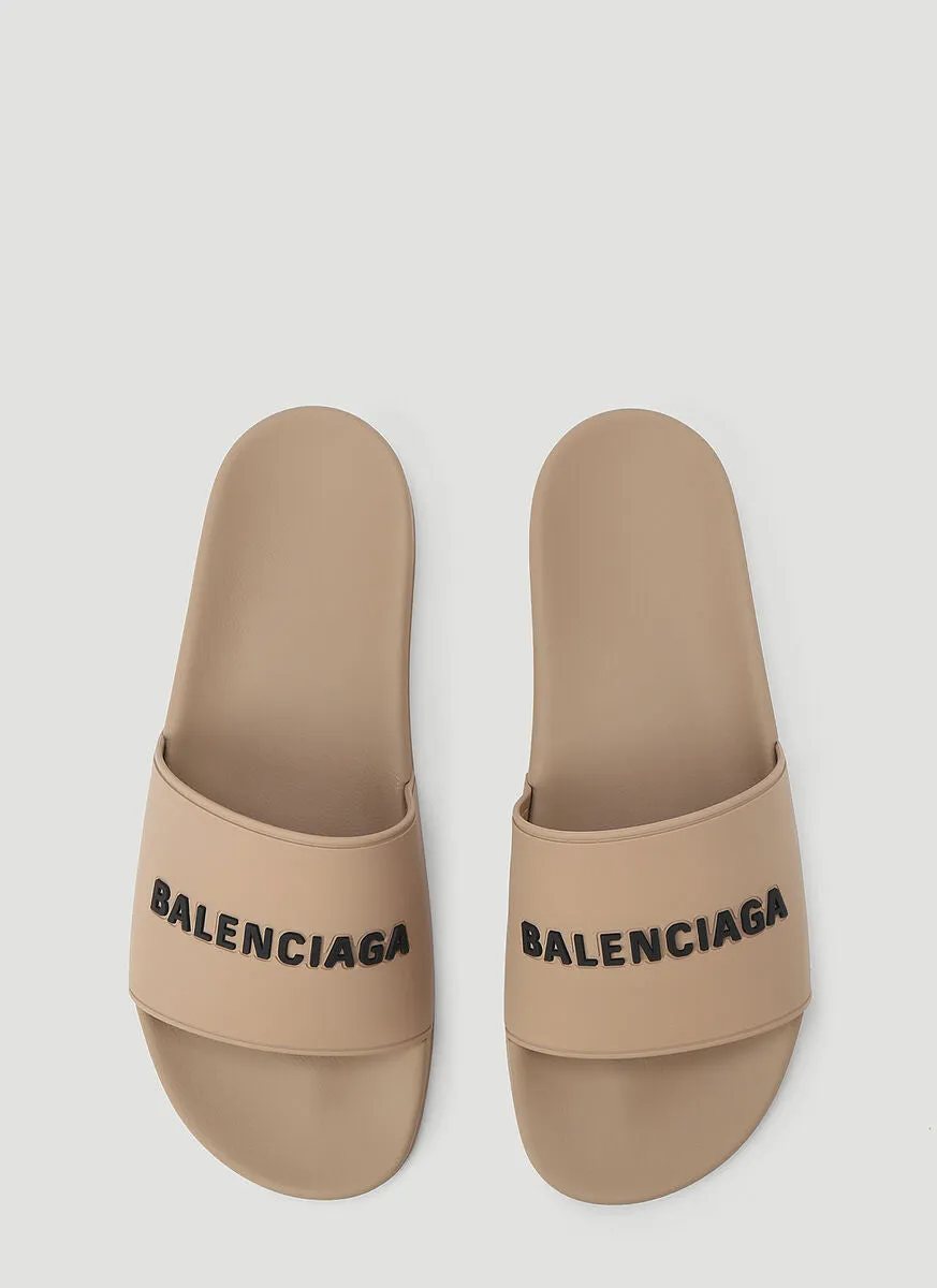 Balenciaga Logo Printed Pool Slides