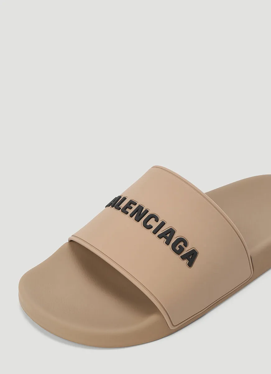 Balenciaga Logo Printed Pool Slides