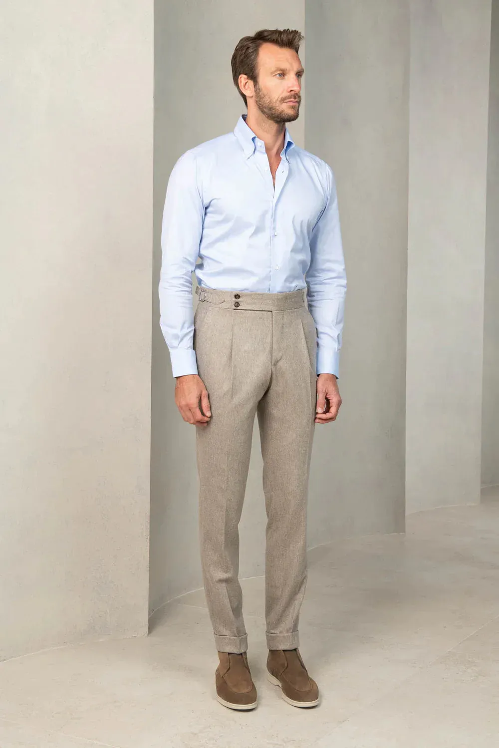 Beige Signature Flannel Gurkha Pants by Italian Vega® (Winter Edition)
