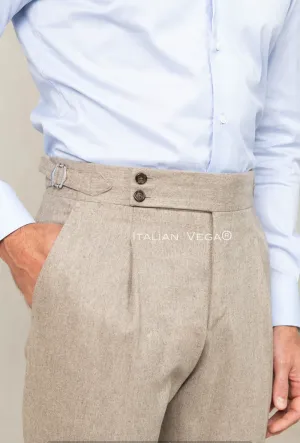 Beige Signature Flannel Gurkha Pants by Italian Vega® (Winter Edition)