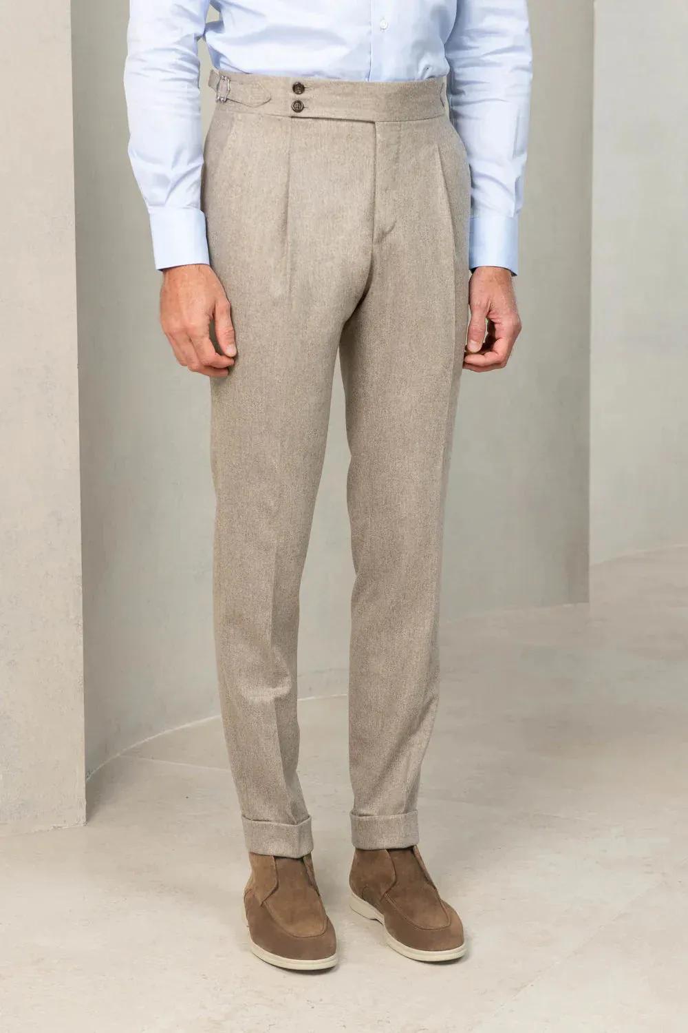 Beige Signature Flannel Gurkha Pants by Italian Vega® (Winter Edition)