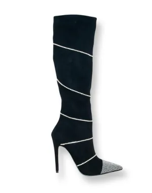 BEYONCE SPARKLY POINTY TOE HIGH BOOTS BOOTIES