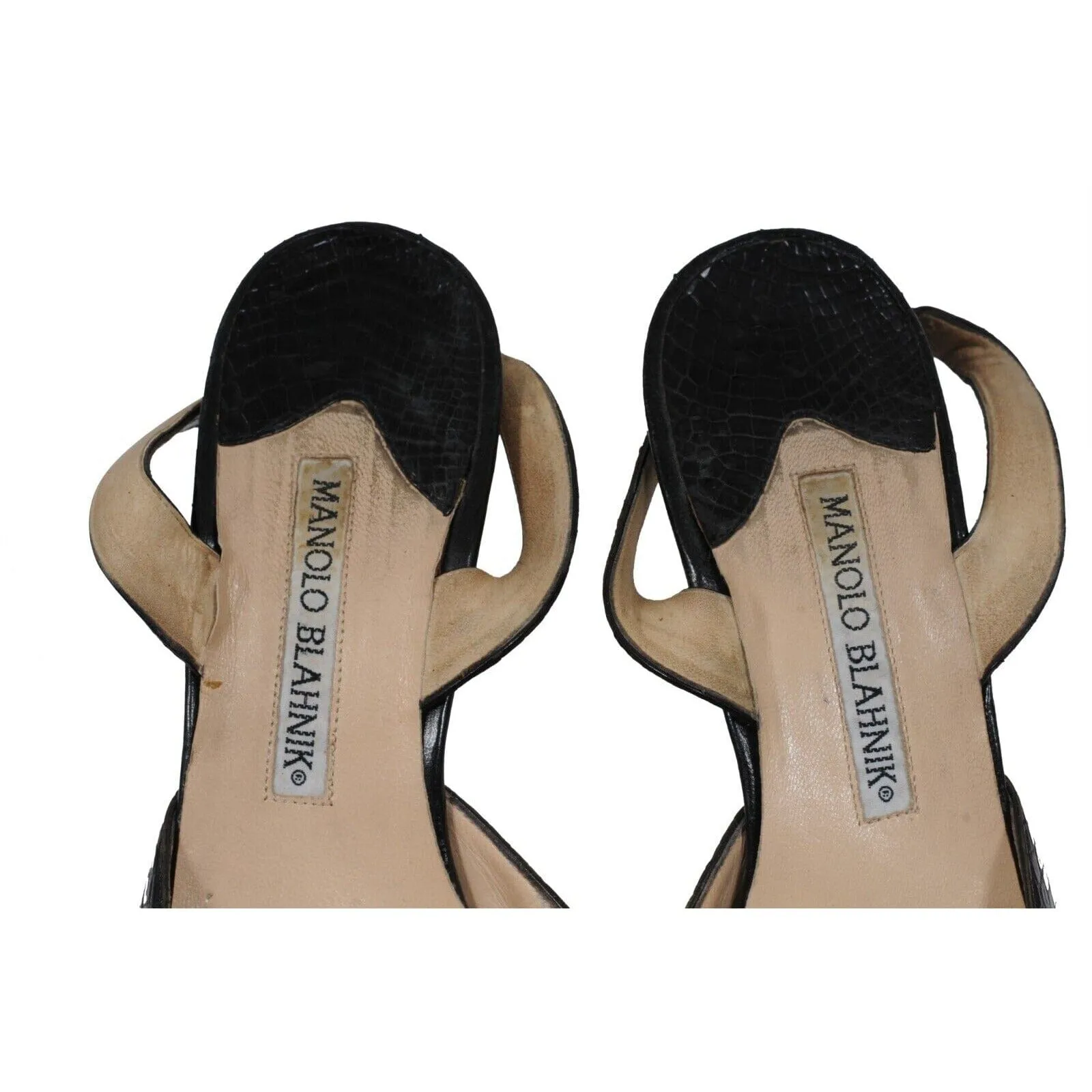 Black 80mm Slingback Crocodile Kitten Heels
