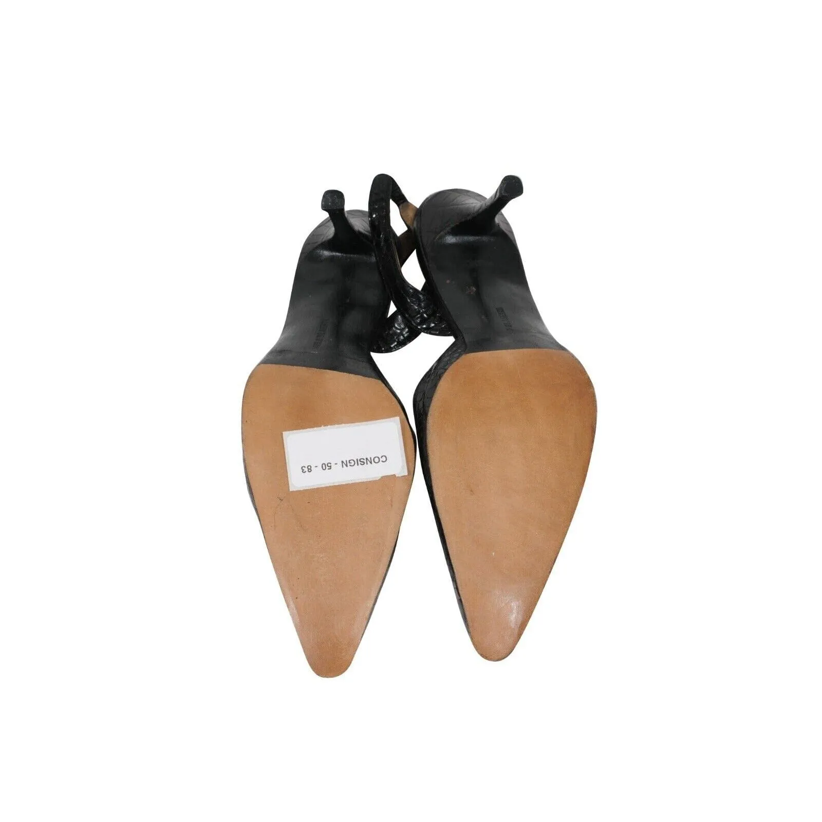 Black 80mm Slingback Crocodile Kitten Heels