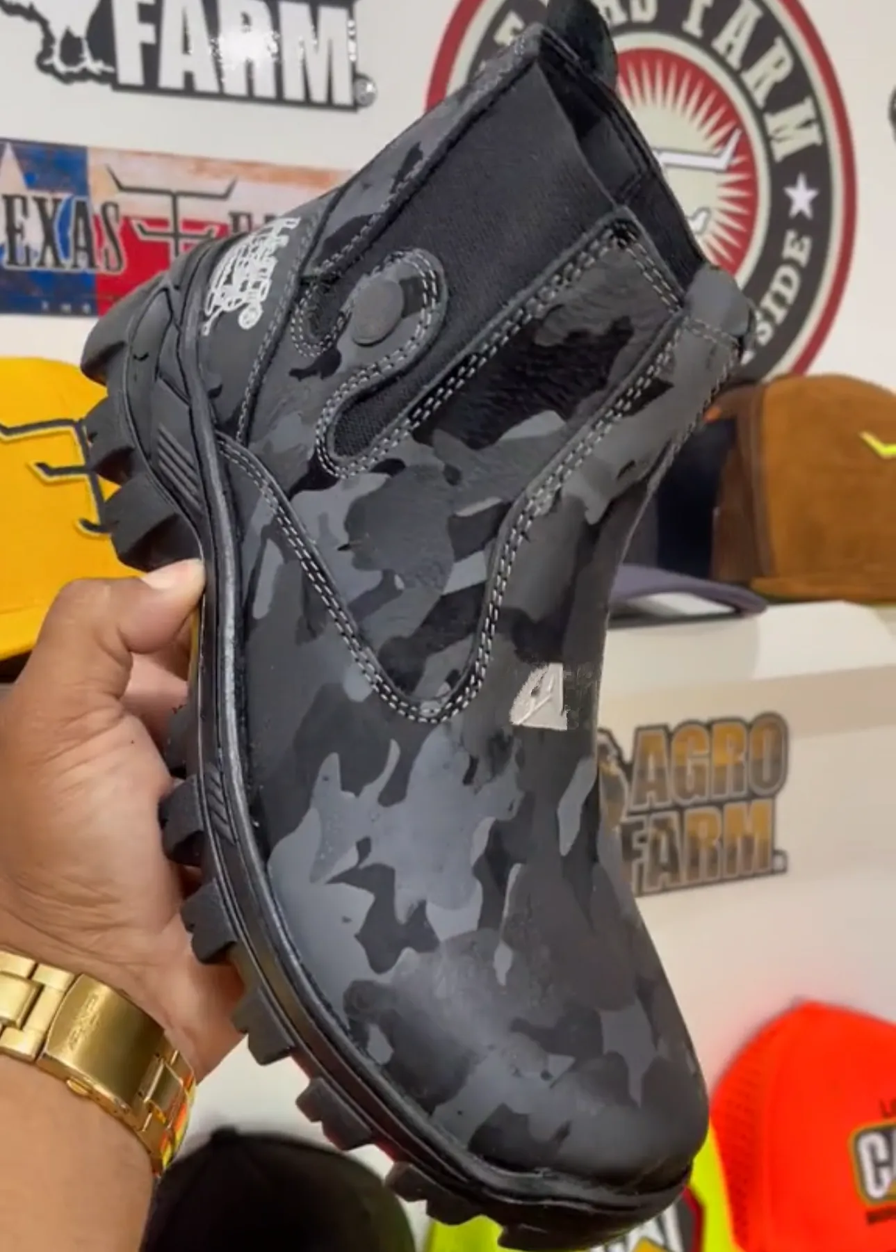 Black Steel Toe Camouflage Adventure Boots