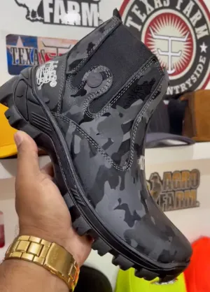 Black Steel Toe Camouflage Adventure Boots