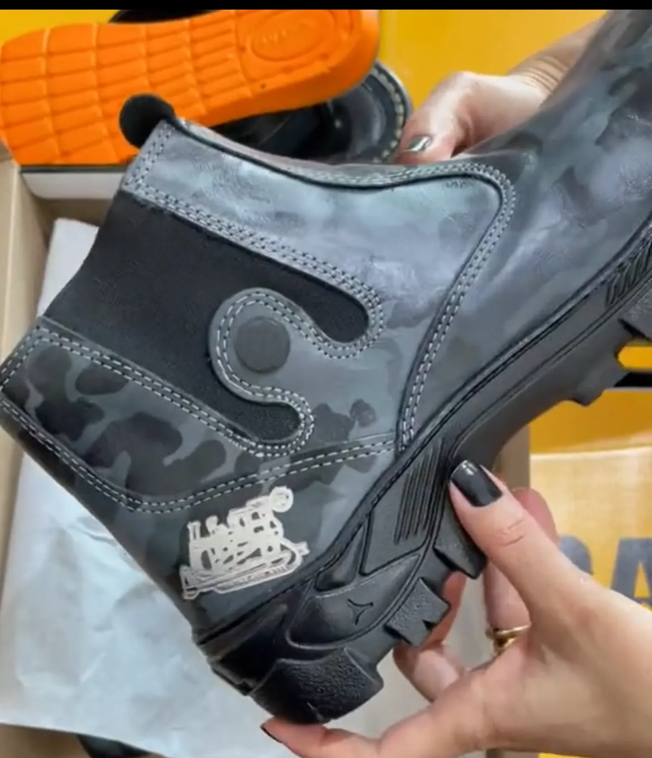Black Steel Toe Camouflage Adventure Boots