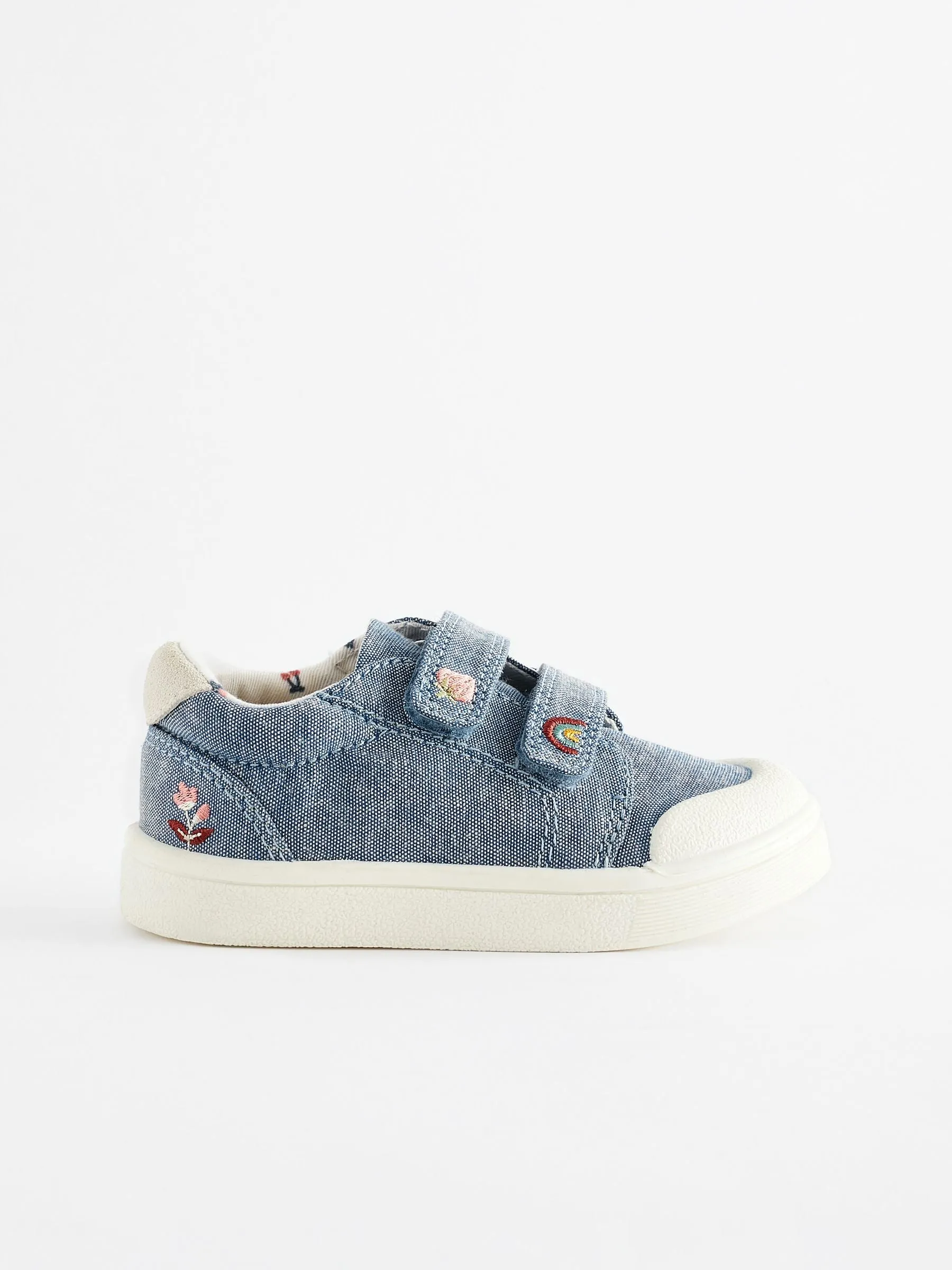 Blue Denim Standard Fit (F) Touch Fasten Strap Machine Washable Trainers