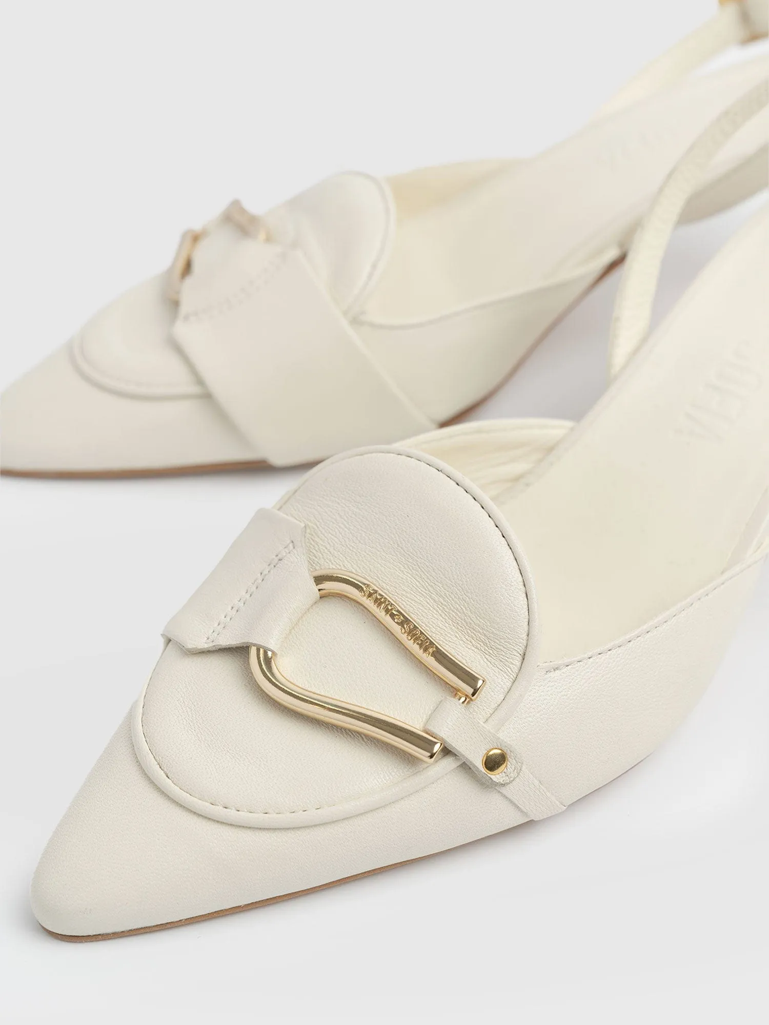 Bridget Sling Back Heels - Cream