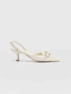 Bridget Sling Back Heels - Cream