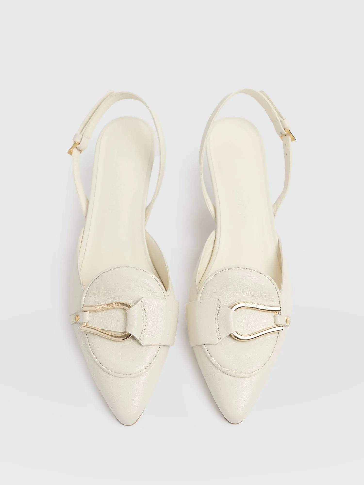 Bridget Sling Back Heels - Cream