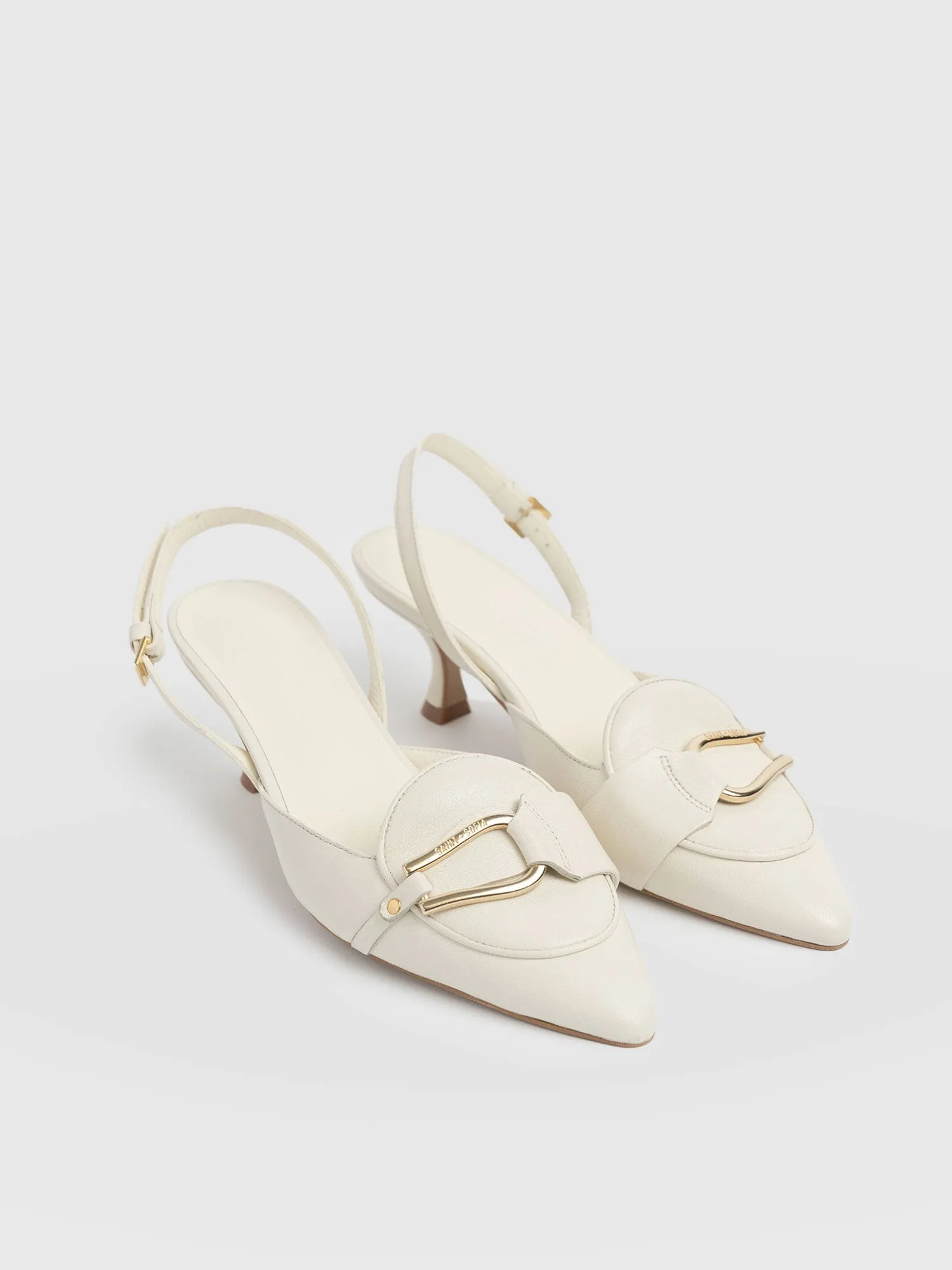 Bridget Sling Back Heels - Cream