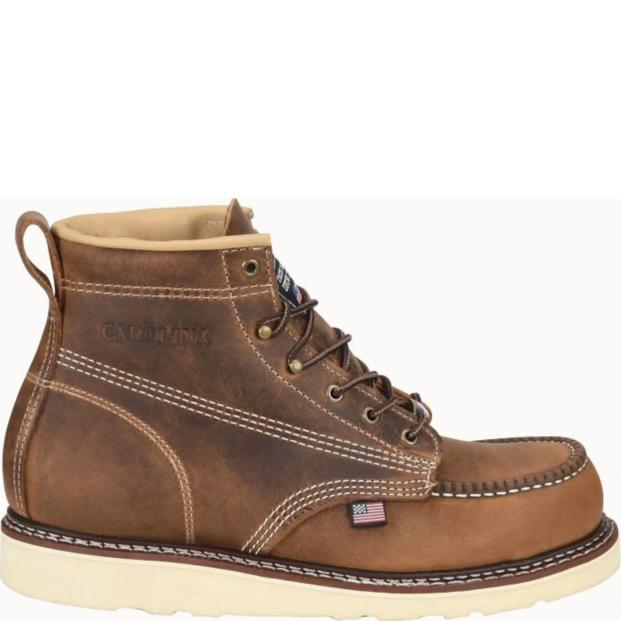 Carolina Men's Amp 6 Inch USA Soft Toe Moc Work Boots - Brown