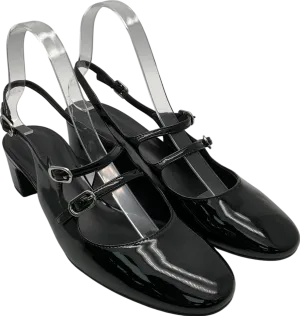 Charles & Keith Black Patent Double Buckle Sling Back Kitten Heels UK 5 EU 38 👠