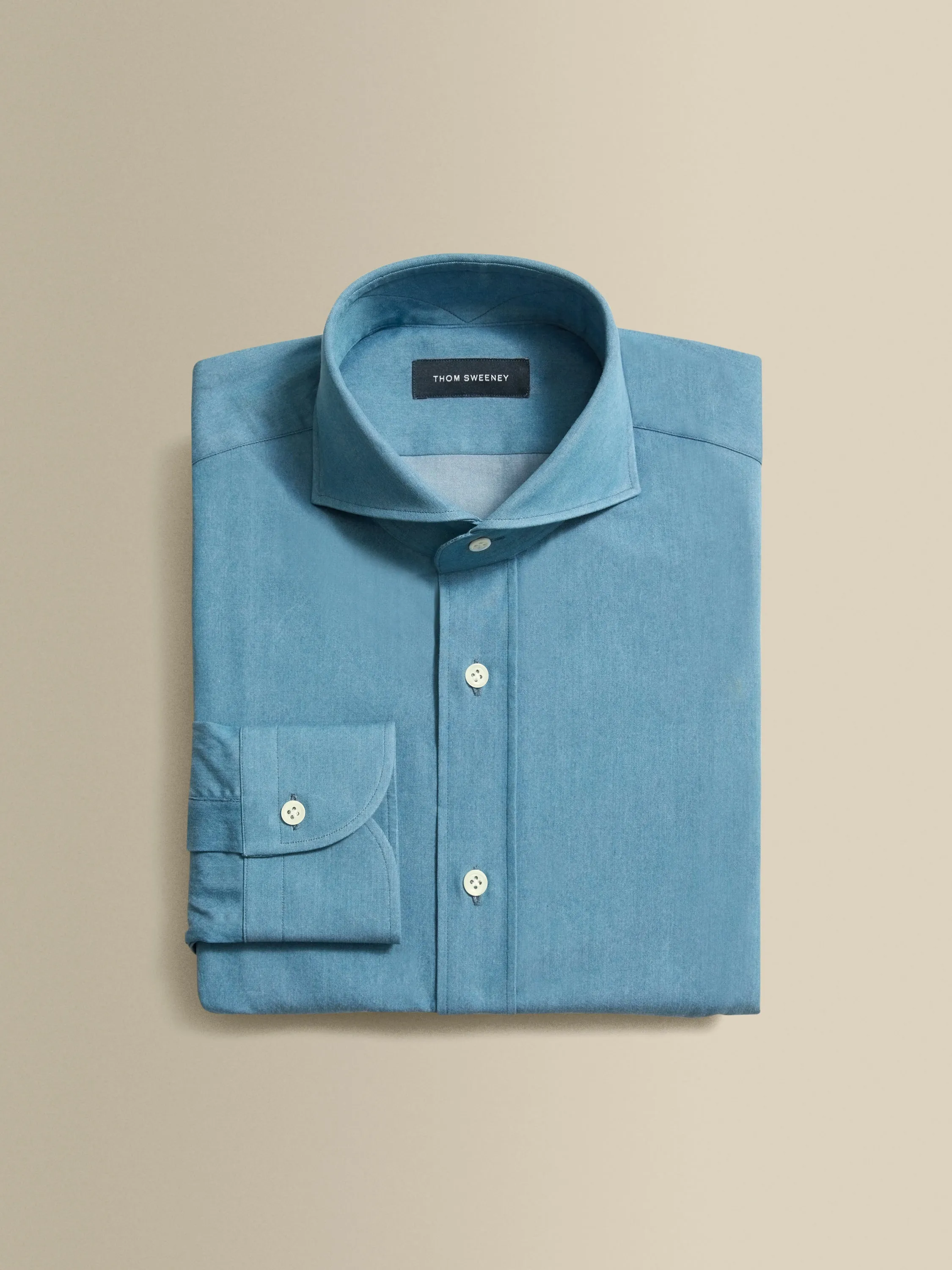 Cotton Chambray Cutaway Collar Shirt