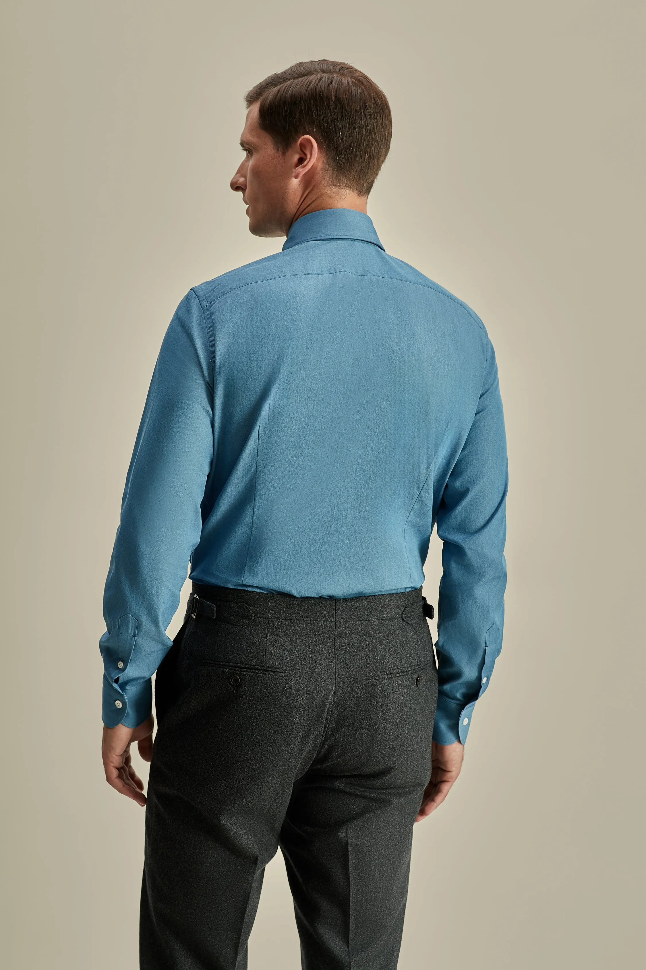 Cotton Chambray Cutaway Collar Shirt