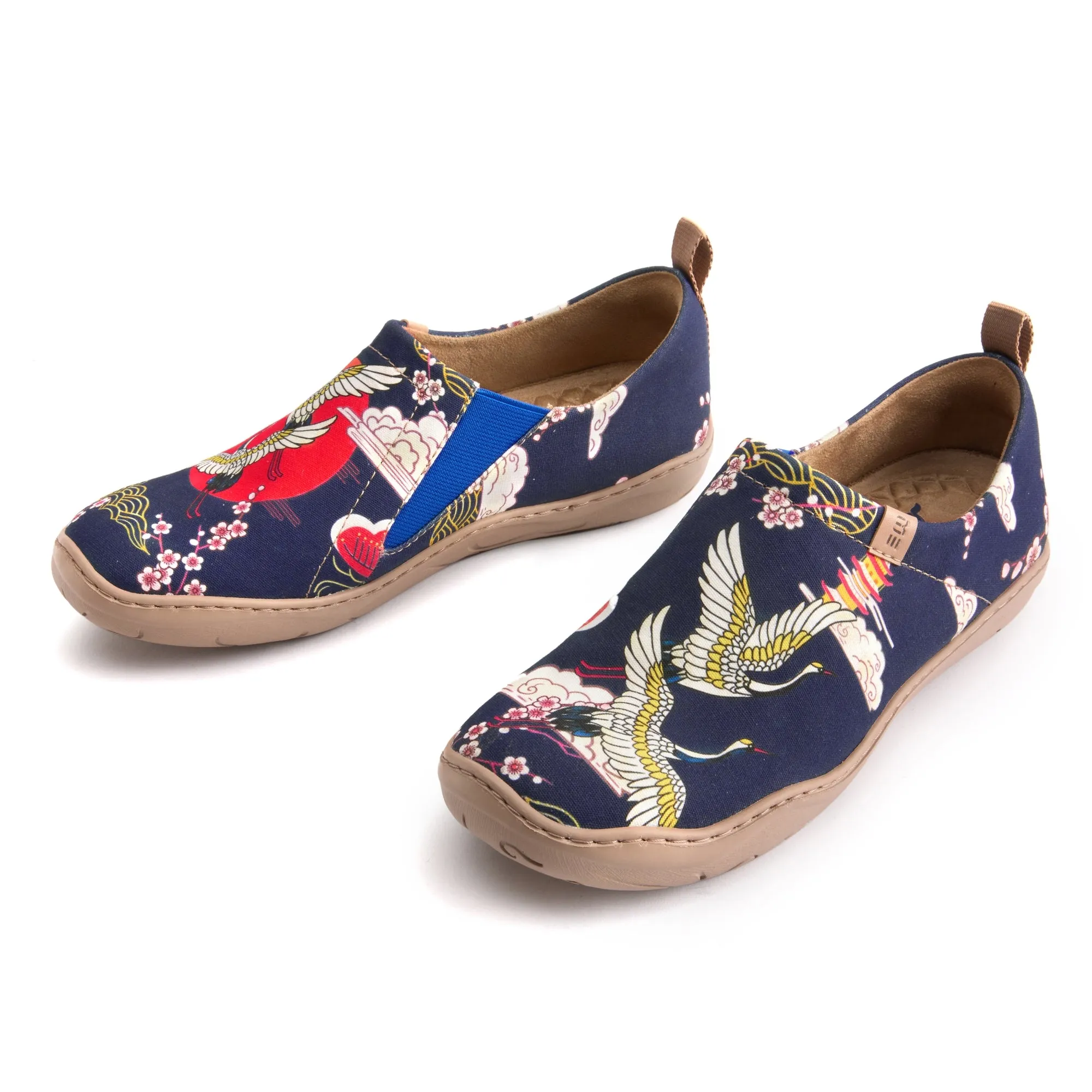 Crane Paradise Women's Slip-On Shoes, 100% Cotton, Painted Canvas Sneakers