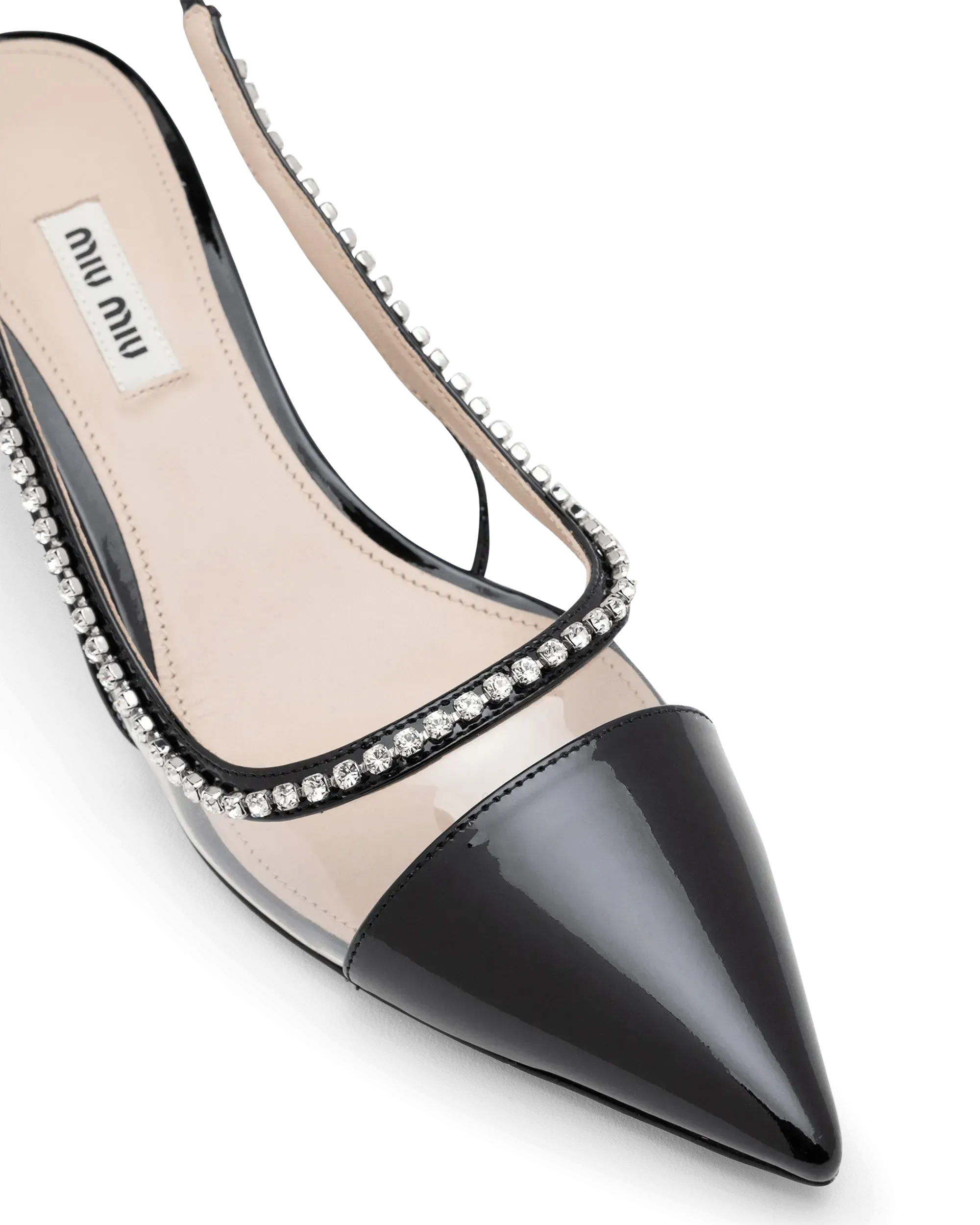 Crystal Embellished Kitten Heel Slingback Pumps