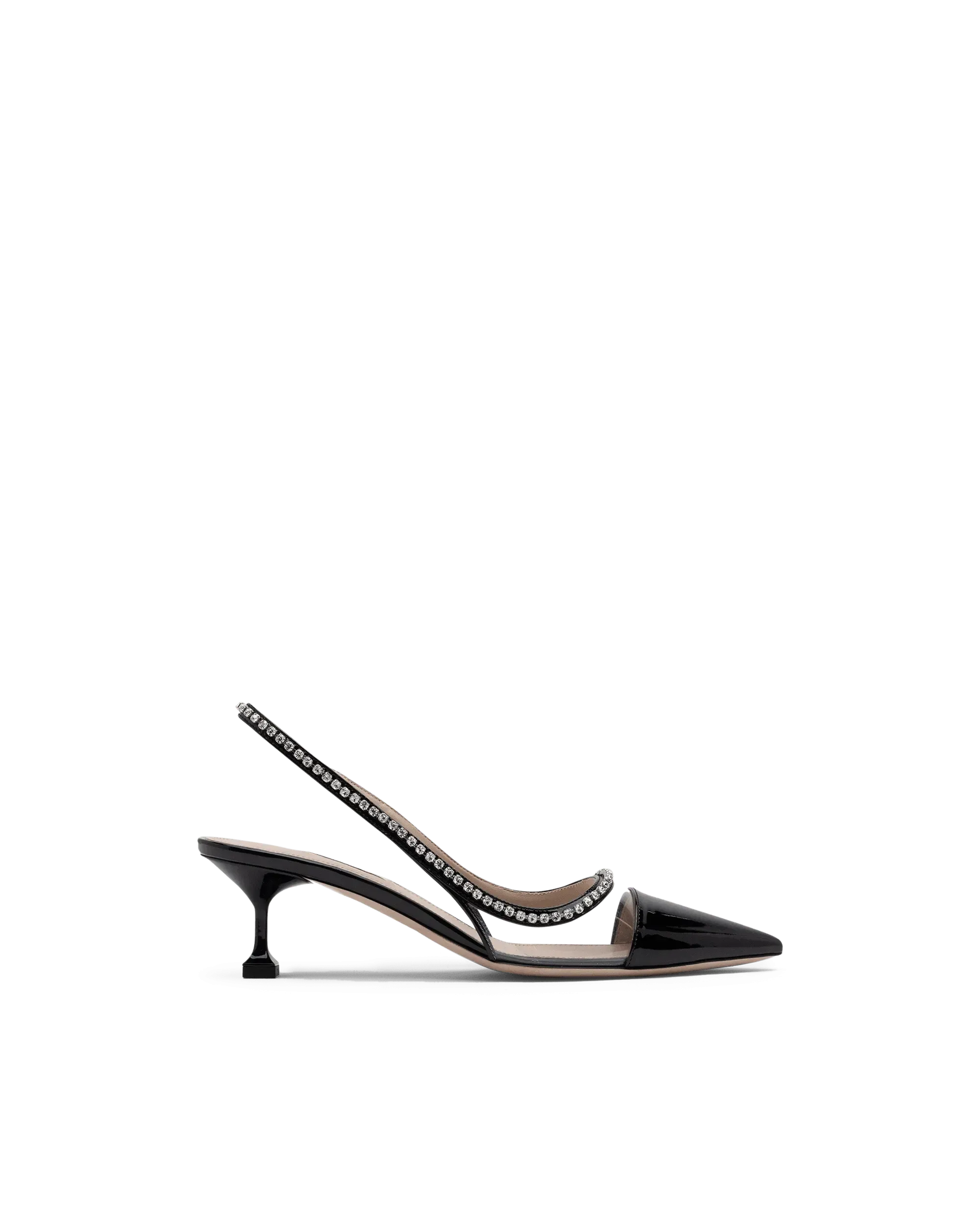 Crystal Embellished Kitten Heel Slingback Pumps