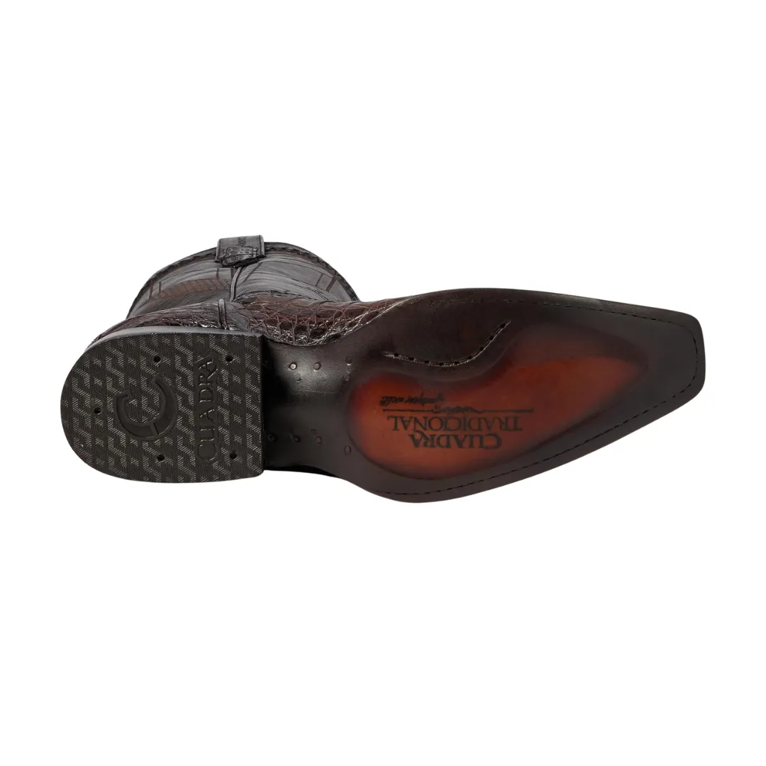 Cuadra CU551 MN Arauco Chocolate Caiman Laser & Woven Narrow Square Toe