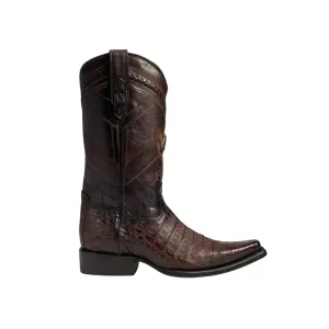 Cuadra CU551 MN Arauco Chocolate Caiman Laser & Woven Narrow Square Toe