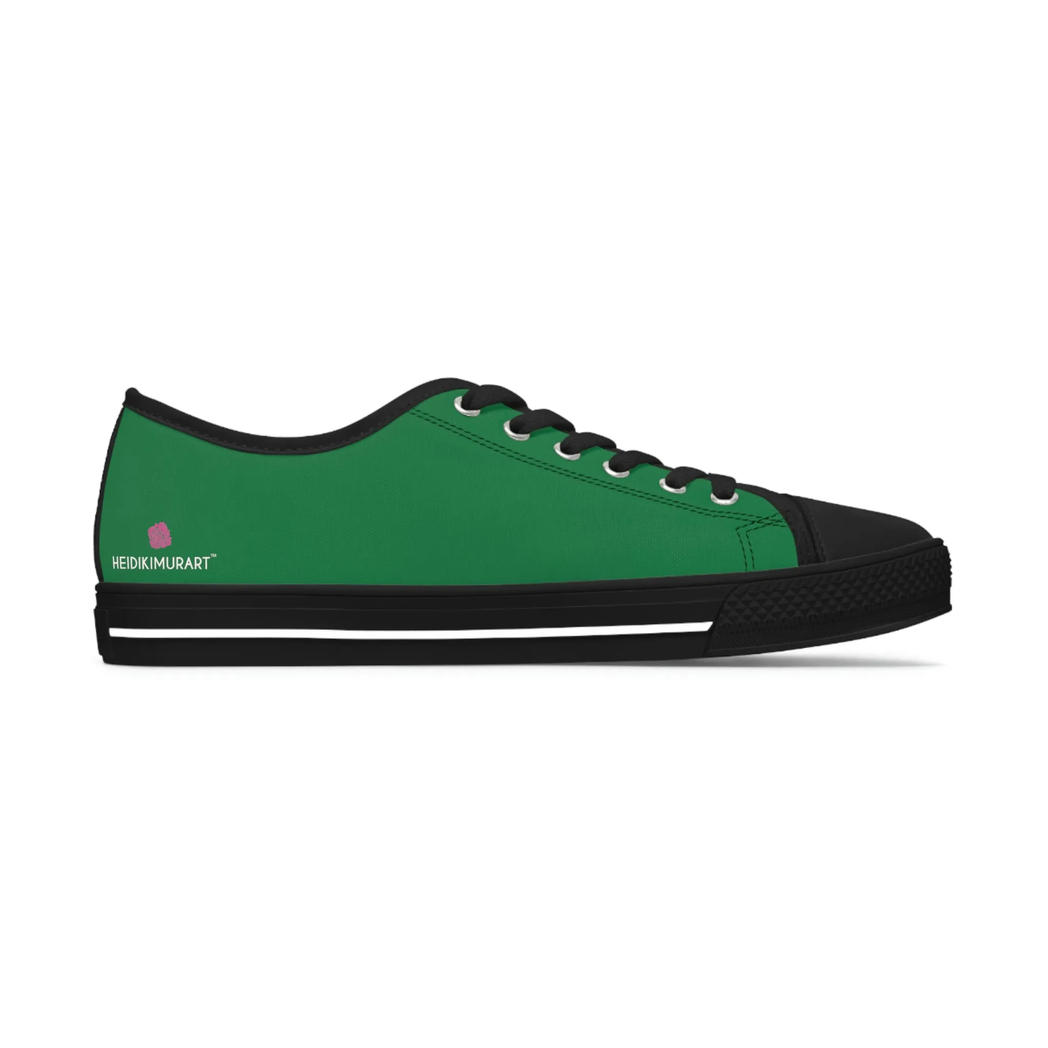 Dark Green Color Ladies' Sneakers, Green Solid Color Best Designer Canvas Fashion Women's Low Top Sneakers (US Size: 5.5-12)