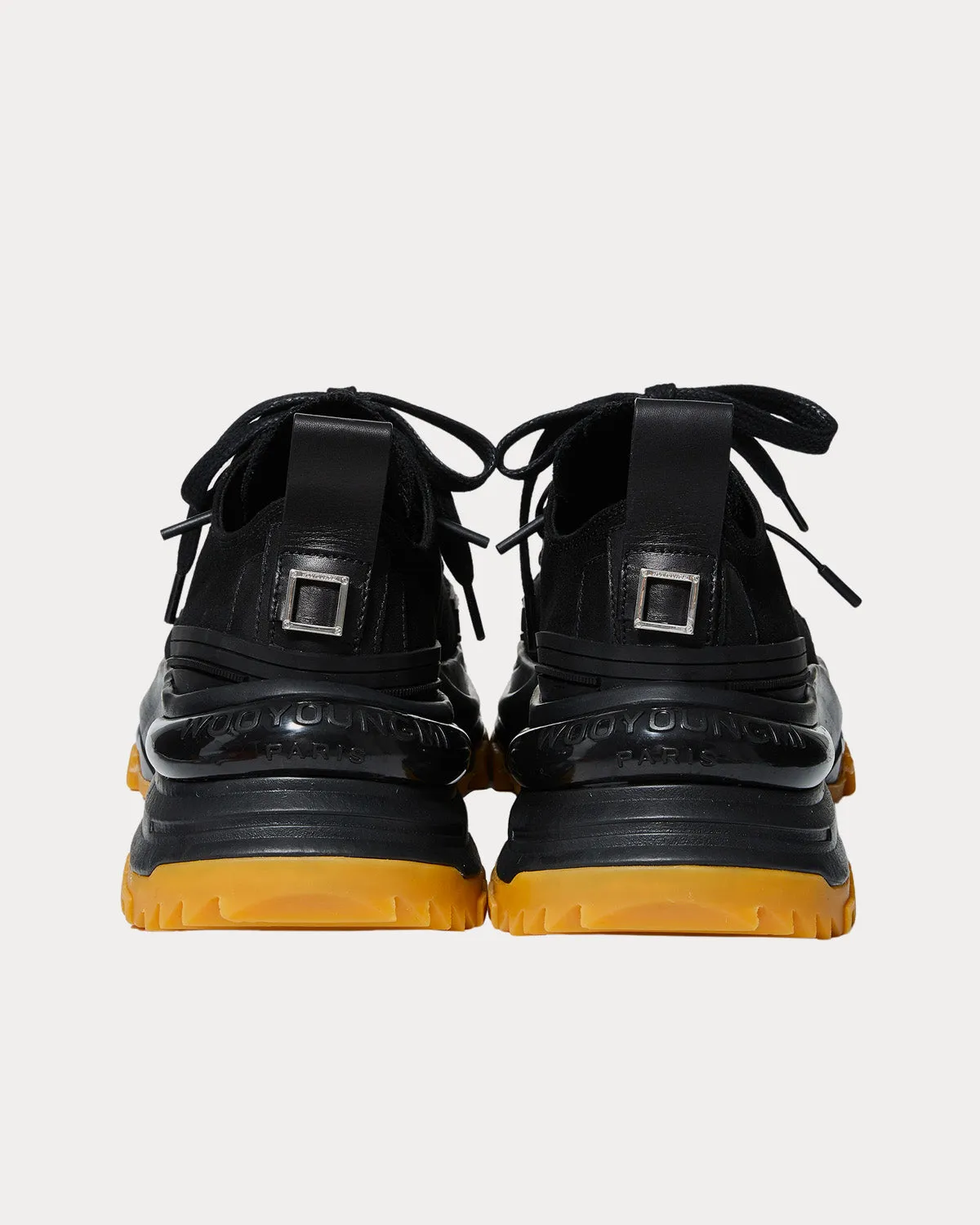 Double Lace Canvas Black Low Top Sneakers