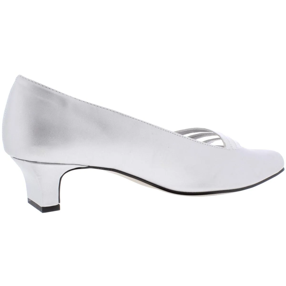 Easy Street Womens Entice Satin Square Toe Kitten Heels