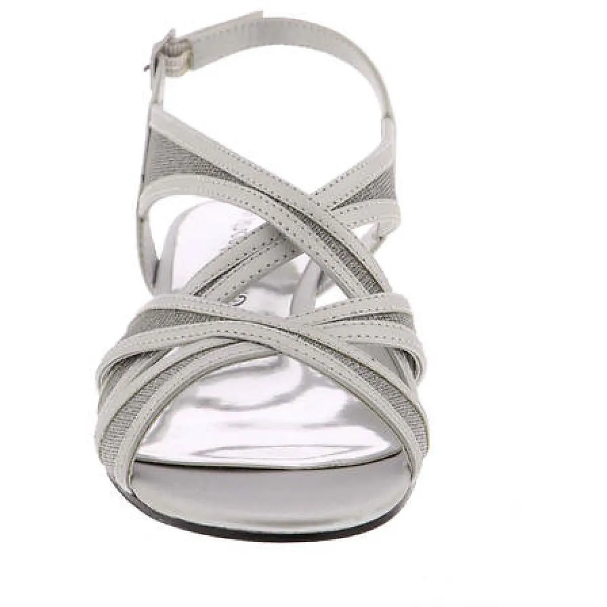 Easy Street Womens Tristen Metallic Ankle Strap Kitten Heels