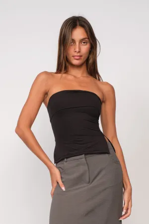 Eden Black Asymmetrical Hem Tube Top