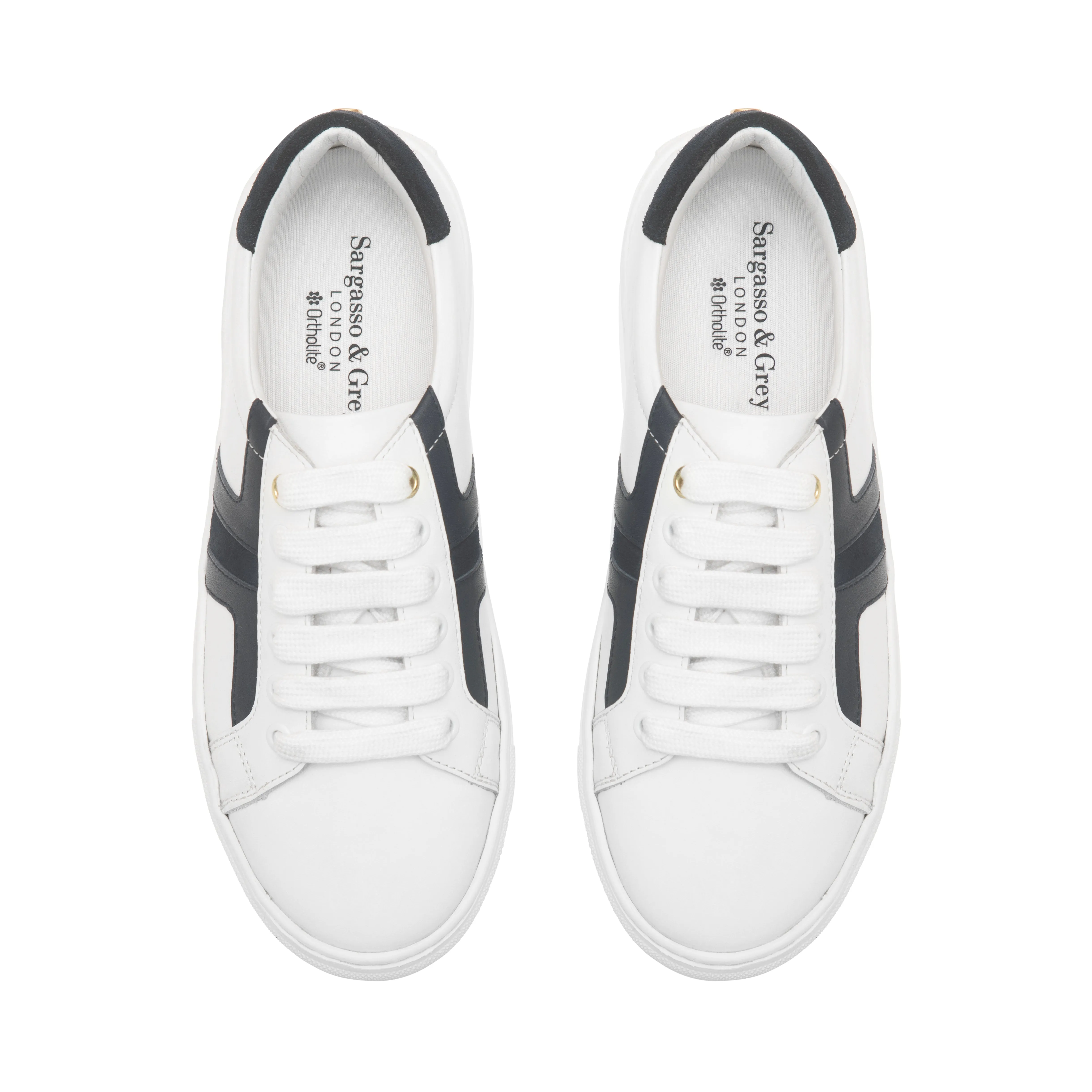 Extra Wide Fit Trainers - White & Navy Leather