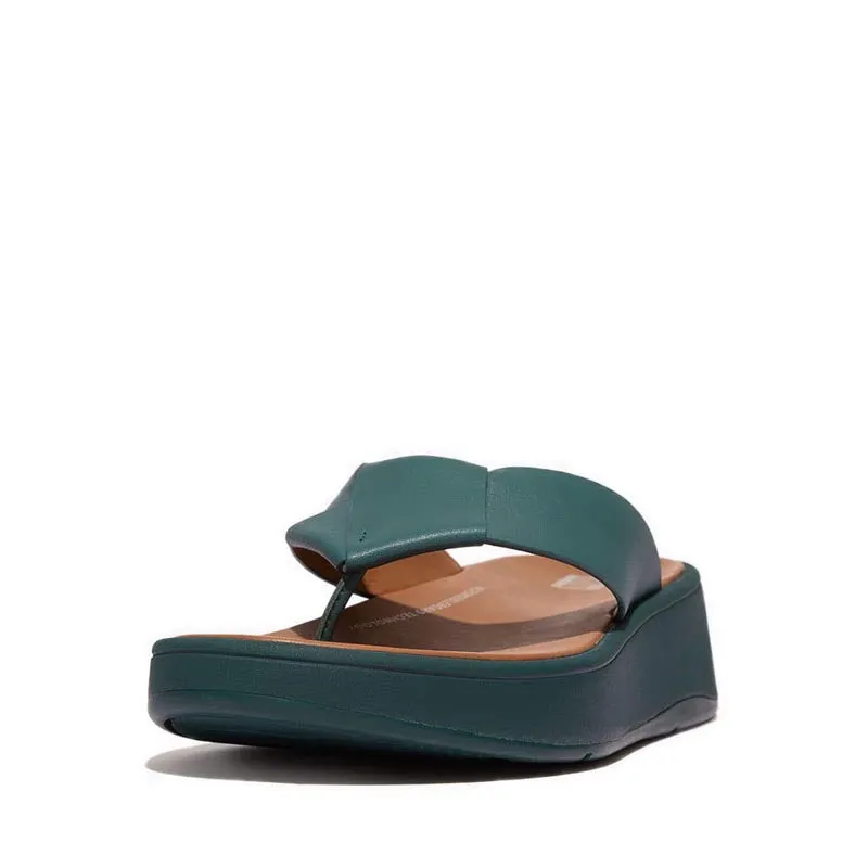 F-Mode Folded-Leather Flatform Toe-Post