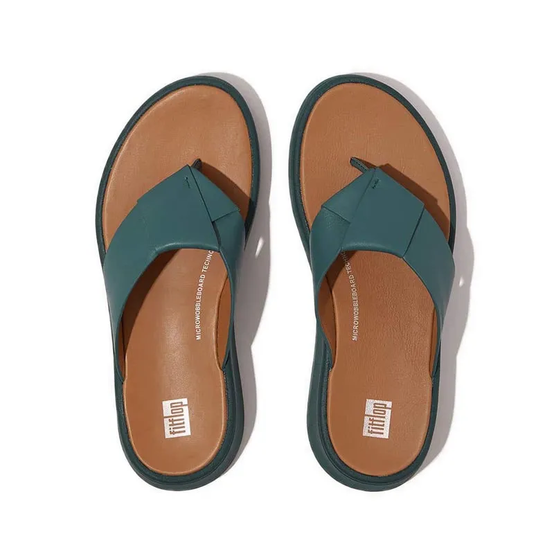 F-Mode Folded-Leather Flatform Toe-Post